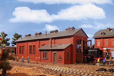 Vollmer 43480 HO Scale Brick Engine House (Loco Shed) w/Automatic Doors - Kit (Organic Plastic) -- 13-3/16 x 5 x 4-5/8"  33.5 x 12.6 x 11.8cm