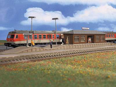 Vollmer 43549 HO Scale Niederau Station w/Platform -- Kit - 14-9/16 x 1-7/8 x 2-9/16" 37 x 4.8 x 6.5cm