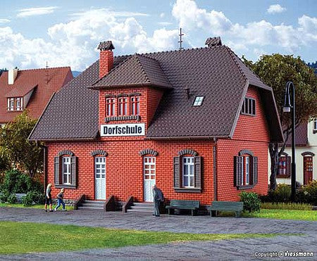 Vollmer 43570 HO Scale Brick Small Village School -- Kit - 6-3/8 x 4-3/4 x 4-7/8"  16.2 x 12 x 12.3cm