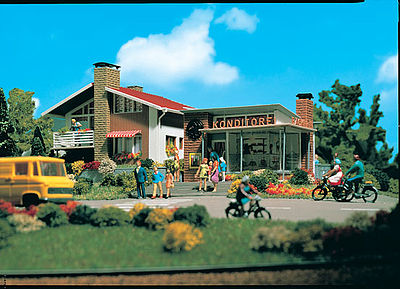 Vollmer 43724 HO Scale Bakery/Confectionery - Kit -- 4-3/4 x 4-3/4 x 3-1/8"/4-3/4 x 3 x 2-1/8"  12 x 12 x 8cm/12 x 7.5 x 5.5cm