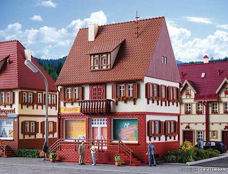 Vollmer 43803 HO Scale Lottery Shop -- Kit - 4 x 3-3/4 x 4-3/4"  10.2 x 9.5 x 14.7cm