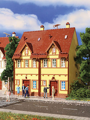 Vollmer 43844 HO Scale Semi-Detached Stucco House 2-Pack -- Kit - Yellow, 4-1/16 x 3-1/4 x 5-1/4"  10.4 x 8.3 x 13.3cm
