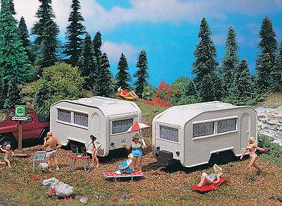 Vollmer 45147 HO Scale Camping Trailer pkg(2) -- 2-13/32 x 1-5/8 x 1-13/32"  6 x 4 x 3.5cm