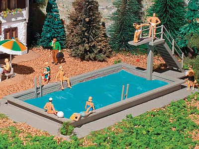 Vollmer 47668 N Scale Swimming Pool -- Kit - 3-3/8 x 1-9/16 x 1"  8.5 x 4 x 2.5cm