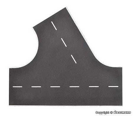 Vollmer 48264 HO Scale Weathered Asphalt Street 60-Degree Intersection - Stone Art -- 8-11/16 x 7-11/16"  22 x 19.5cm