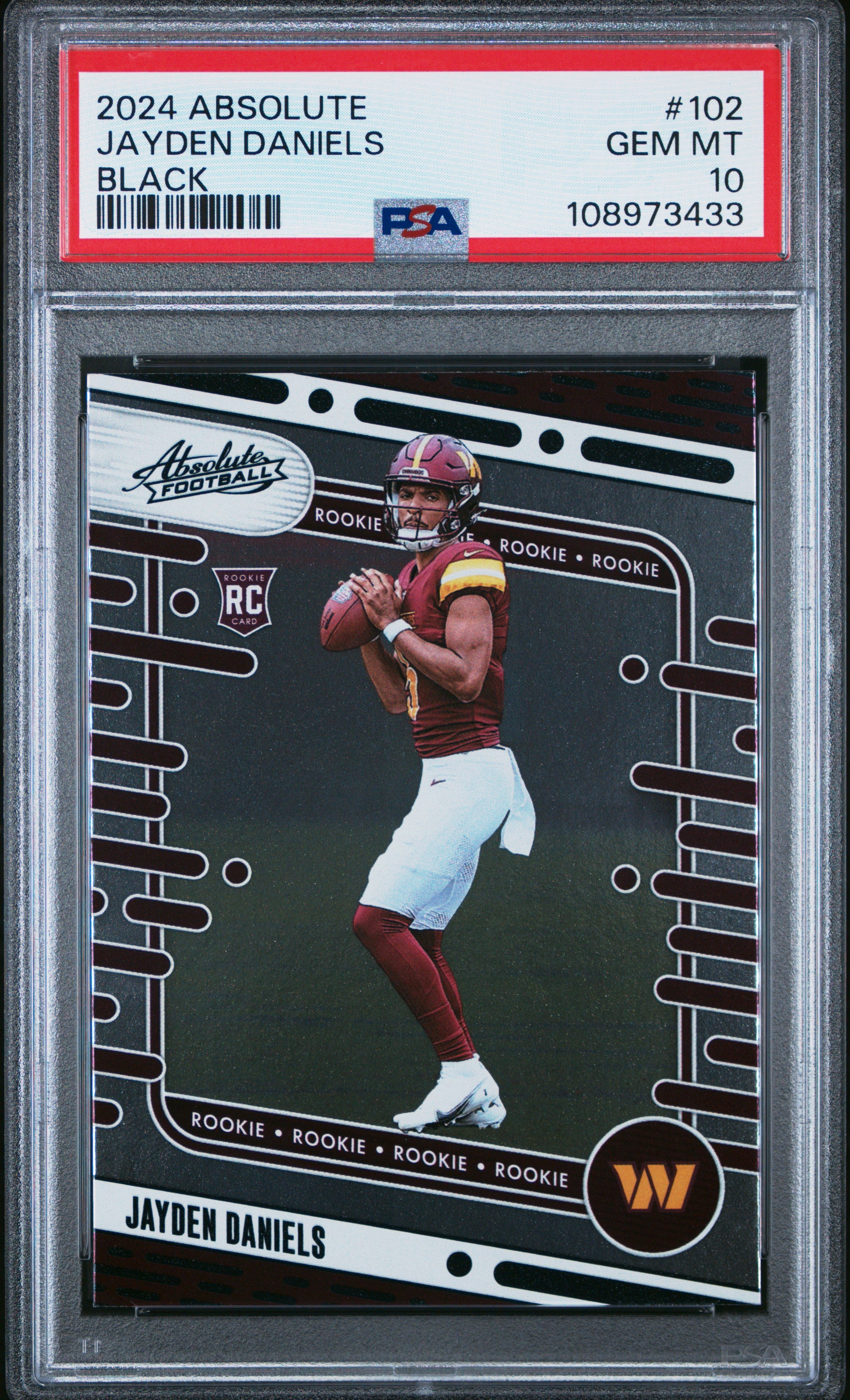 Graded 2024 Panini Absolute Jayden Daniels #102 Black Rookie RC Footba
