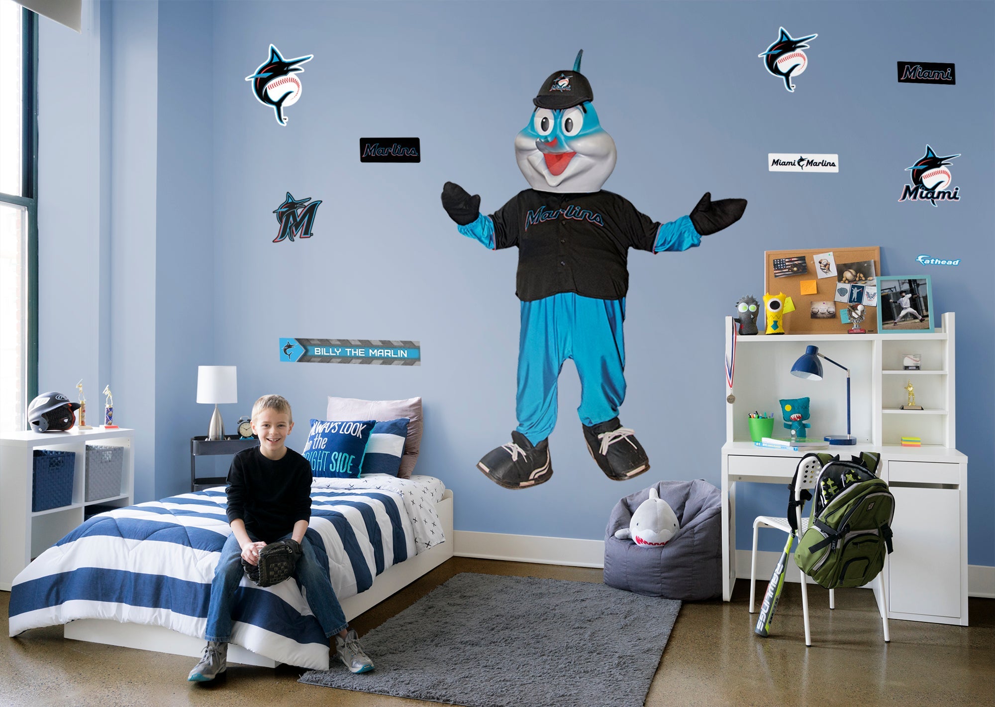 Billy The Marlin - RealBig Mascot Collection - Official MLB - Miami Marlins - Reusable Vinyl Wall Decals