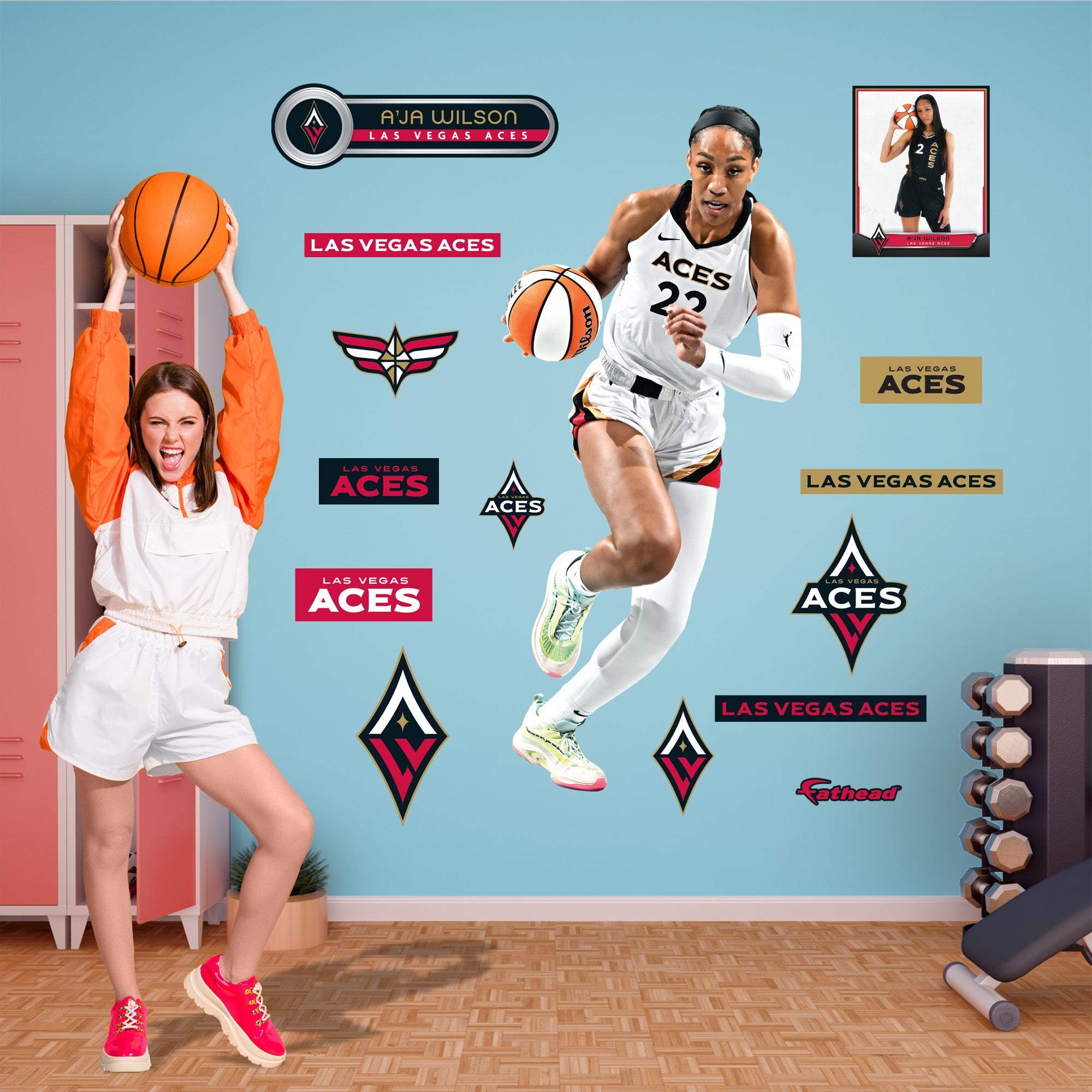 A'ja Wilson - RealBig Collection - Official WNBA - Las Vegas Aces - Reusable Vinyl Wall Decals
