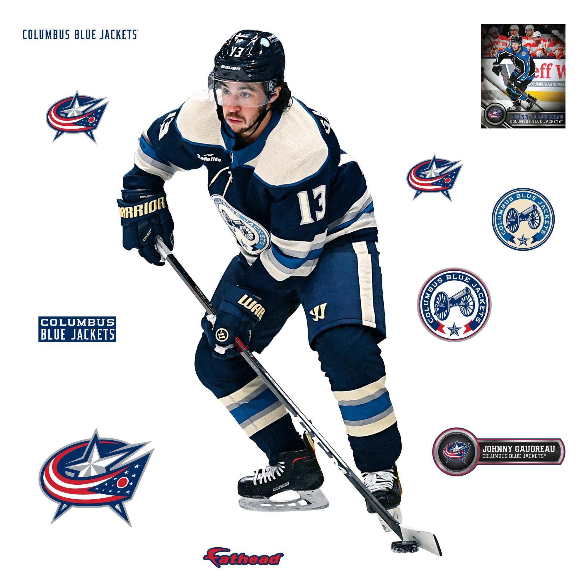 Johnny Gaudreau - RealBig Collection - Official NHL - Columbus Blue Jackets - Reusable Vinyl Wall Decals #1