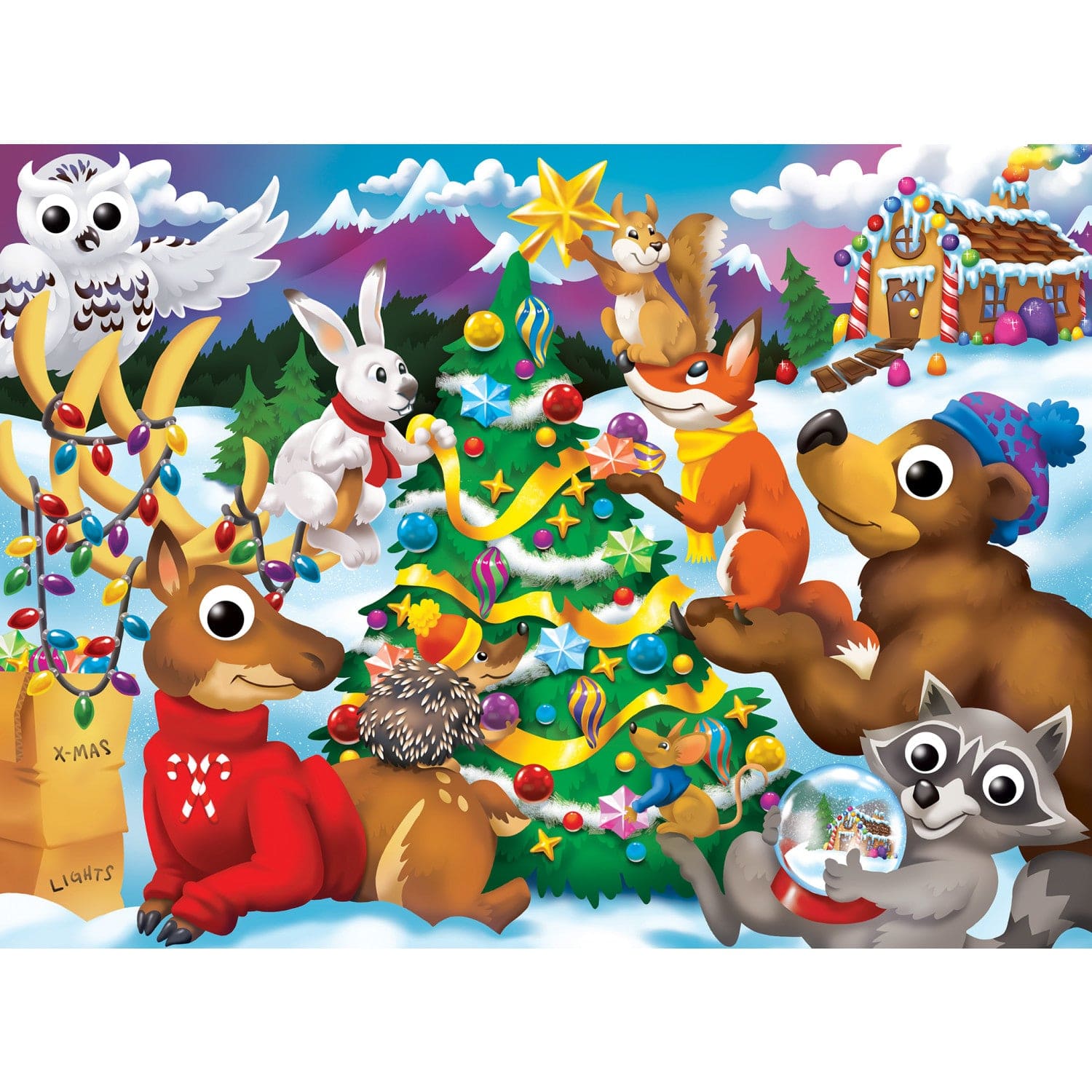 Googly Eyes - Around the Christmas Tree 48 Piece Jigsaw Puzzle