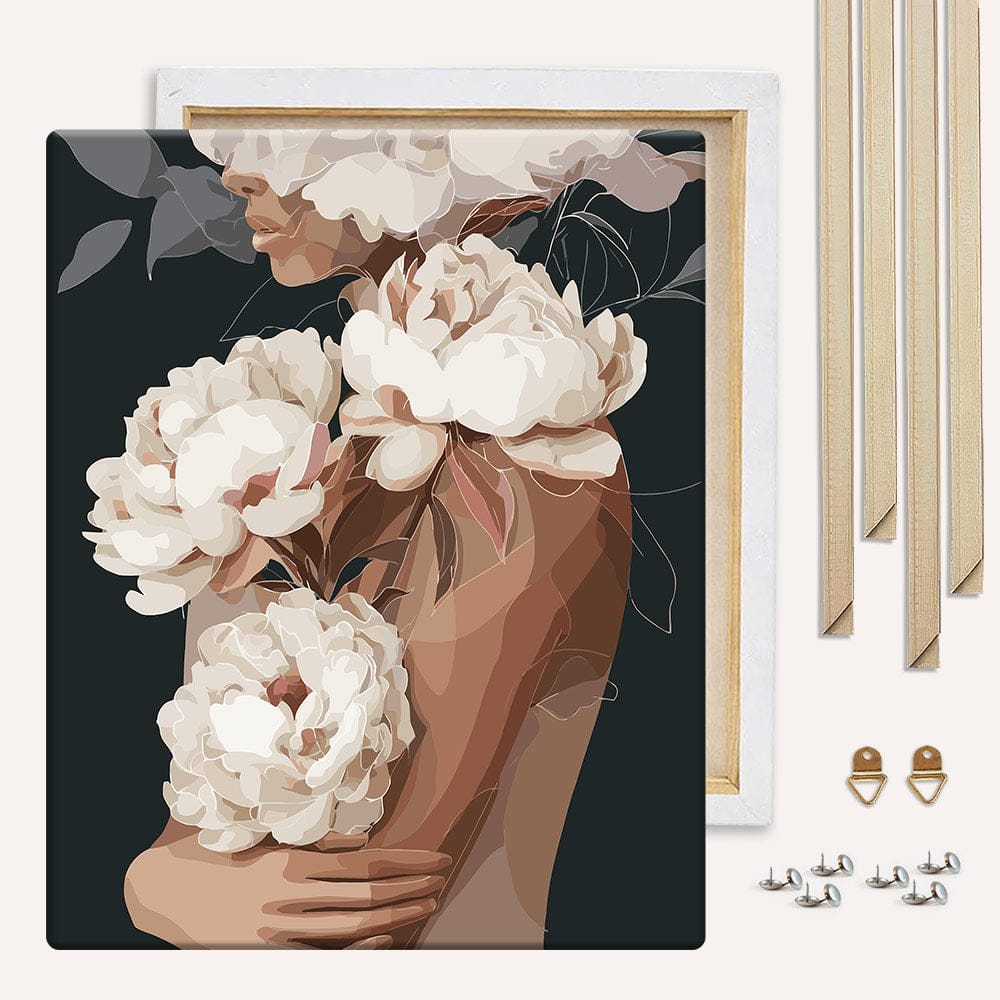 White Peonies in Love - Paint By Numbers Kit