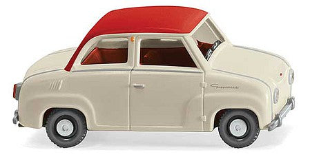 Wiking 18403 HO Scale 1964-1969 Glas Goggomobil - Assembled -- Pearl White, Red