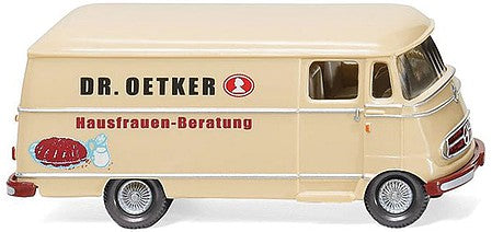Wiking 26504 HO Scale 1955 Mercedes-Benz L 319 Cargo Van - Assembled -- Dr. Oetker (beige, red, black, German Lettering)
