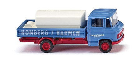 Wiking 27102 HO Scale 1967-1971 Mercedes-Benz L 408 Low-Side Delivery Truck with Load - Assembled -- Homberg (blue, red, German Lettering)