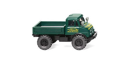 Wiking 37108 HO Scale 1963 Unimog U 406 - Assembled -- Schulze (green, yellow, German Lettering)
