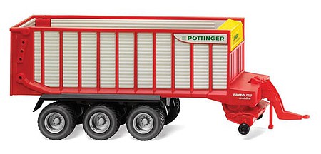 Wiking 38138 HO Scale Pottinger Jumbo Combiline Self-Loading Wagon - Assembled -- Red, White