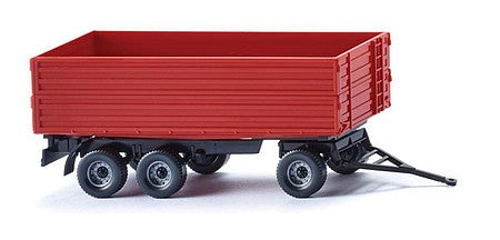 Wiking 38818 HO Scale 3-Axle Agricultural Trailer - Assembled -- Red, Black