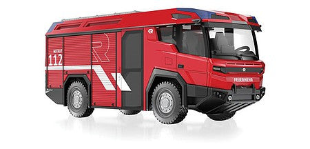 Wiking 43110 15707 Scale Rosenbauer RT R-Wing Design Fire Truck - Assembled -- Fire Department (red, black, white, German Lettering)