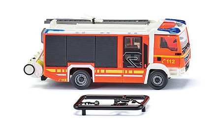 Wiking 61244 HO Scale MAN TGM Euro 6 Rosenbauer AT LF Fire Truck - Assembed -- Fire Department (orange, yellow, black, white, German Lettering)