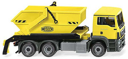 Wiking 67906 HO Scale MAN TGS Euro 6 Skip Loader - Tipper Truck - Assembled -- Meiller (zinc yellow, black, German Lettering)