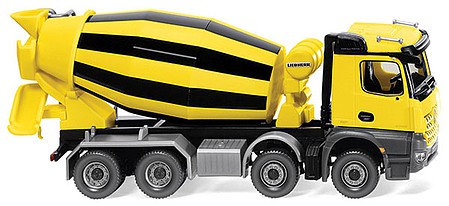 Wiking 68149 HO Scale Mercedes-Benz Arocs Cement Mixer Truck - Assembled -- Yellow, Black