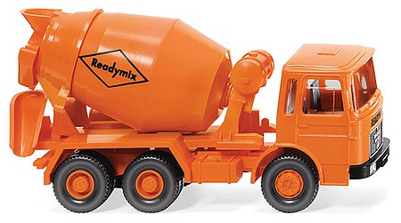 Wiking 68204 HO Scale 1967-1972 MAN Concrete Mixer Truck - Assembled -- Readymix (orange)