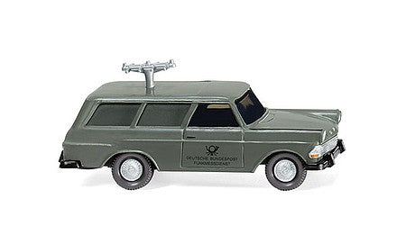 Wiking 7148 HO Scale 1960-1963 Opel Rekord Caravan Station Wagon - Assembled -- Deutsche Bundespost Telecommunications Service (gray, German Lettering)