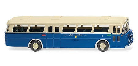 Wiking 72103 HO Scale 1962-1964 Bussing Senator Bus - Assembled -- Mark Sauerland (blue, ivory, German Lettering)