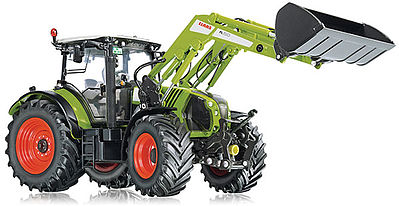 Wiking 77325 11689 Scale Claas Arion 650 Front-End Loader - Assembled -- Green, Red