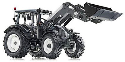 Wiking 77327 11689 Scale Valtra N123 Front-End Loader - Assembled -- Black, White