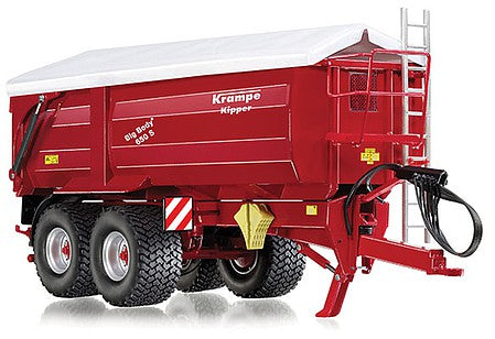 Wiking 77335 11689 Scale Krampe Big Body 650 Rear/Side Dump Trailer - Assembled -- Krampe (red, white, German Lettering)