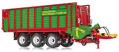 Wiking 77336 11689 Scale Strautmann Tera-Vitesse Trailer w/Forage Trailer - Assembled -- Green, Red