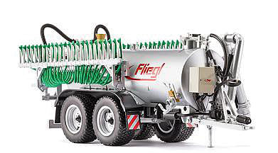 Wiking 77337 11689 Scale Fliegl VFW 18.000 Profiline All-Purpose Cutting Trailer - Assembled -- Fliegl (silver, red, green, German Lettering)