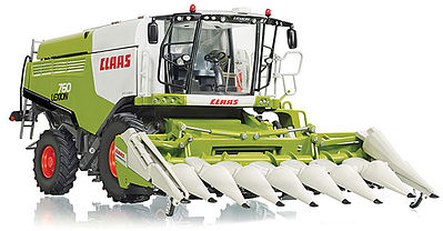 Wiking 77340 11689 Scale Claas Lexion 760 Combine w/Conspeed Corn Head - Assembled -- Claas (green, white, red)