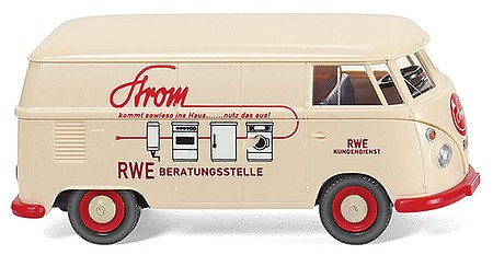 Wiking 79717 HO Scale 1963 Volkswagen T1 Cargo Van - Assembled -- RWE (ivory, red, German Lettering)
