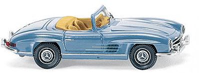 Wiking 83407 HO Scale Mercedes-Benz 300 SL Roadster Convertible - Assembled -- Top Down (light blue)