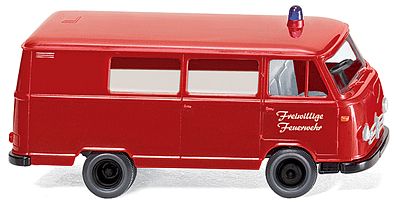 Wiking 86117 HO Scale Borgward B611 Passenger Van - Assembled -- Freiwillige Feuerwehr (red, German Lettering)