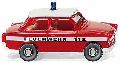 Wiking 86124 HO Scale Trabant 601 S - Assembled -- Fire Department (red, white, German Lettering)