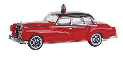 Wiking 86125 HO Scale Mercedes-Benz 300 Sedan - Assembled -- Fire Department (red, black)