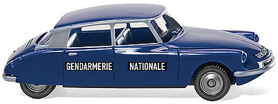 Wiking 86433 HO Scale Citroen ID 19 4-Door Sedan - Assembled -- Gendarmerie Nationale (blue, silver, French Lettering)