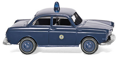 Wiking 86436 HO Scale 1963 Volkswagen 1600 Sedan - Assembled -- Berlin, Germany, Police (blue)