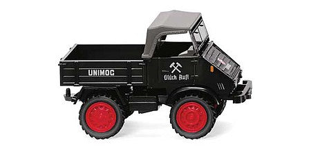 Wiking 87067 HO Scale 1950 Unimog U411 Truck - Assembled -- Gluck Auf (black, German Lettering)