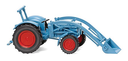 Wiking 87104 HO Scale 1959-1968 Eicher Konigstiger (King Tiger) with Front Loader - Assembled -- Blue, Red