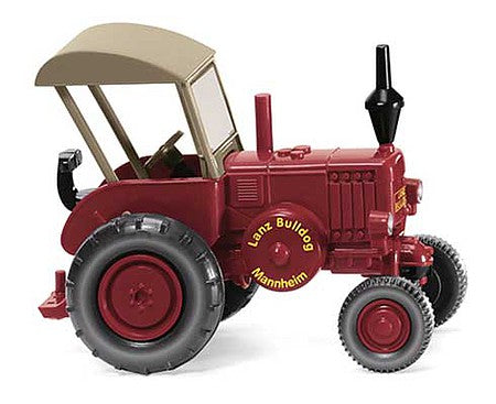 Wiking 88009 HO Scale 1936 Lanz Bulldog Farm Tractor with Roof - Assembled -- Red, Beige