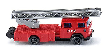 Wiking 96203 N Scale Magirus Fire Aerial Ladder Truck - Assembled -- Fire Chief (red, white, German Lettering)