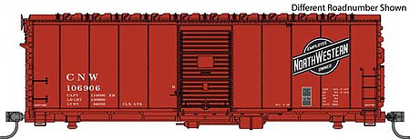 Walthers Mainline 910-1185 HO Scale 40' Association of American Railroads AAR Modernized 1948 Boxcar - Ready to Ru -- Chicago & North Western(TM) #106920 (Boxcar Red, black Employee Owned Logo)