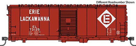 Walthers Mainline 910-1189 HO Scale 40' Association of American Railroads AAR Modernized 1948 Boxcar - Ready to Ru -- Erie-Lackawanna #73159 (Boxcar Red, Large Diamond Logo)