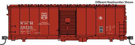Walthers Mainline 910-1194 HO Scale 40' Association of American Railroads AAR Modernized 1948 Boxcar - Ready to Ru -- National Railways of Mexico NdeM #66820 (Boxcar Red, Small Shield Logo)