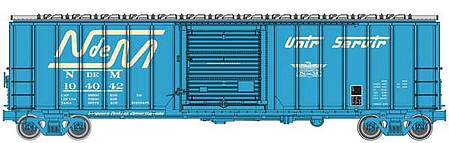 Walthers Mainline 910-1812 HO Scale 50' ACF Exterior Post Boxcar - Ready to Run -- National Railways of Mexico #104042 (blue, white; Large Logo, "Unir Servir")