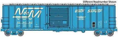 Walthers Mainline 910-1814 HO Scale 50' ACF Exterior Post Boxcar - Ready to Run -- National Railways of Mexico #104530 (blue, white; Large Logo, "Unir Servir")